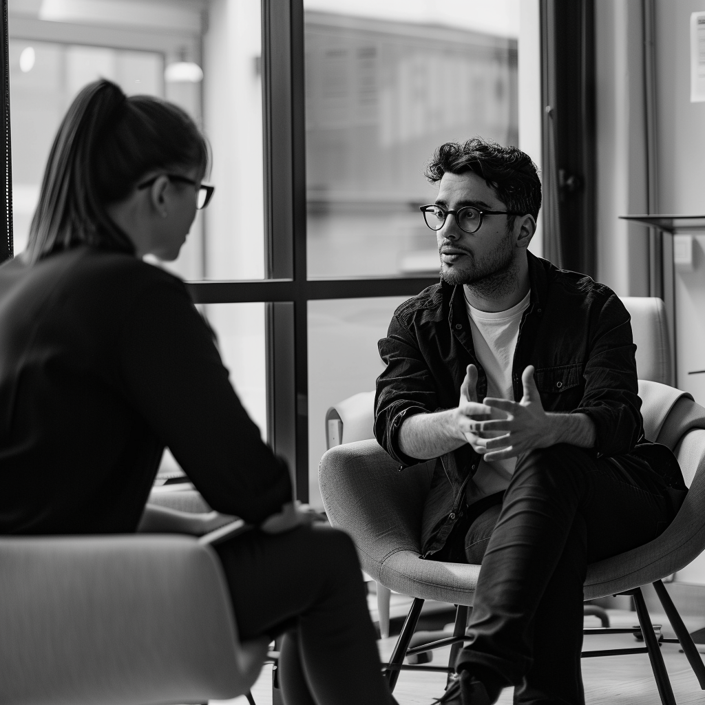 Sessão de coaching e mentoria, representando o desenvolvimento de líderes competentes e inspiradores